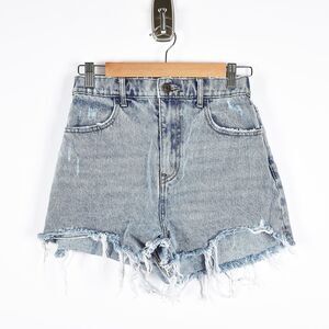 Show‎ Me Your MuMu Shorts Womens 26 Blue Denim Distressed High Rise Frayed Hem